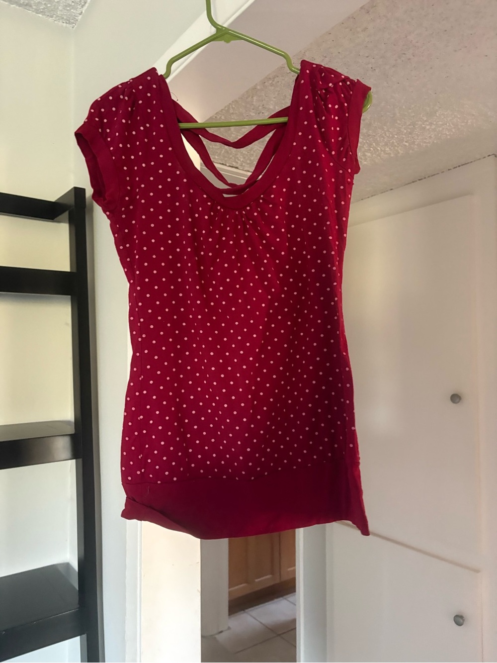 Fleurish Red Polka Dot Short Sleeve Scoop Neck Top